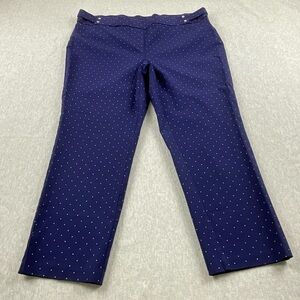 RAFAELLA CLASSIC FIT WOMEN’S ANKLE PANTS SIZE: 16 COLOR: NAVY BLUE DOTS STRETCH